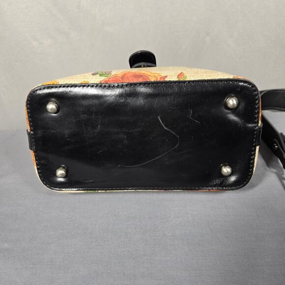 Patricia Nash Leather Crossbody Bag Floral Newspaper Print Buckle Front Zip - Picture 8 of 13